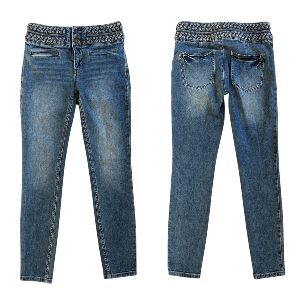 Free People Braided Belt Slit Pocket Skinny Jeans Size 26